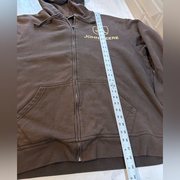 John Deere Heavy Brown Sweatshirt/Hoody Zipper Front Size Large - Picture 8 of 10